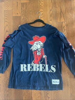 Ole Miss Rebels featuring Colonel Reb. The Game Navy Long-Sleeve, large.